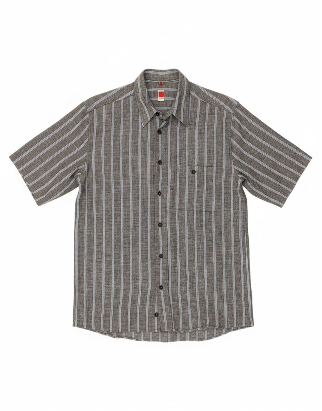 BENETTI Mens Short Sleeve Shirt Medium Grey Striped