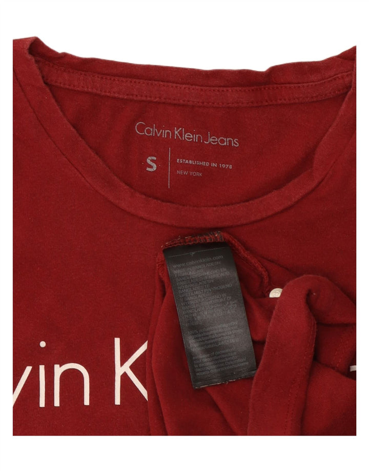 CALVIN KLEIN JEANS Męski T-shirt z grafiką, mały, czerwony, bawełniany
