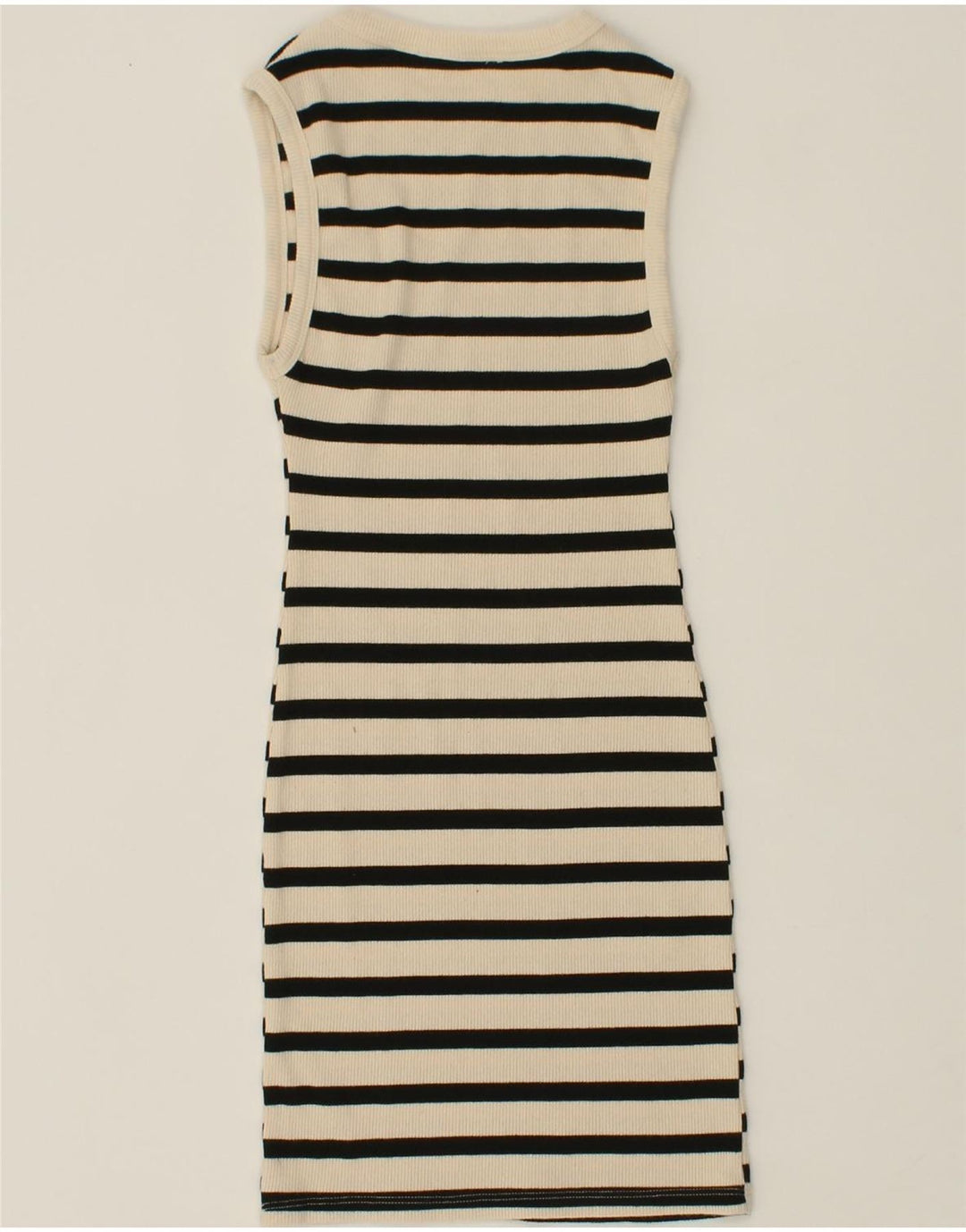 PULL & BEAR Womens Sleeveless Bodycon Dress UK 8 Small Off White Striped Vintage Pull & Bear and Second-Hand Pull & Bear from Messina Hembry 
