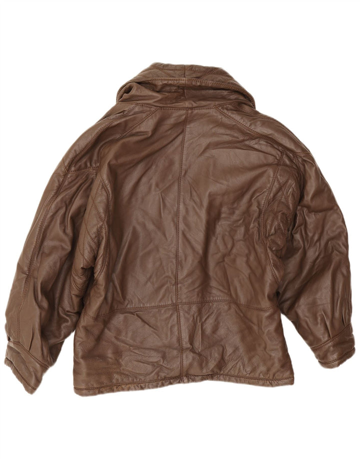 Carla Buti Damska kurtka skórzana oversize IT 46, duża brązowa