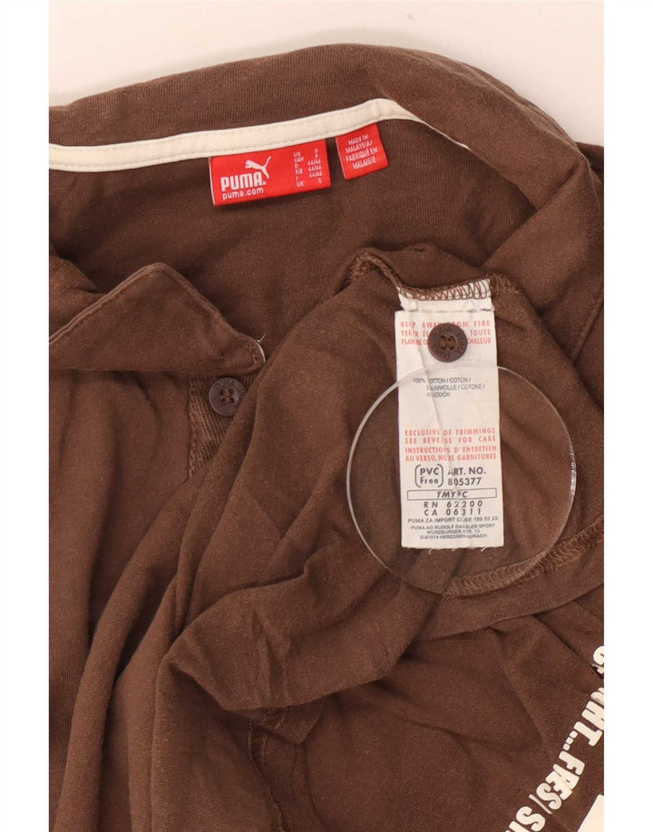 Męska koszulka polo Puma z grafiką, mała, brązowa, bawełniana