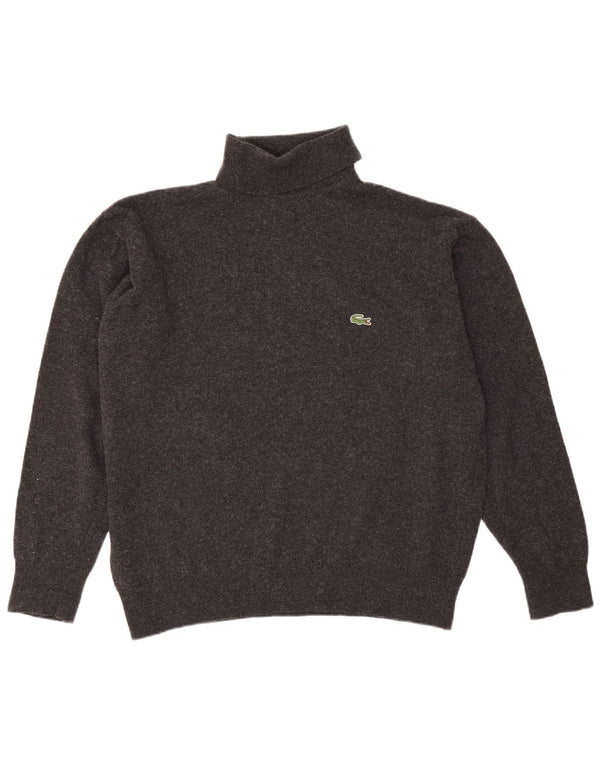 Męski sweter Lacoste z wywijanym dekoltem, rozmiar 6 XL, szara wełna owcza