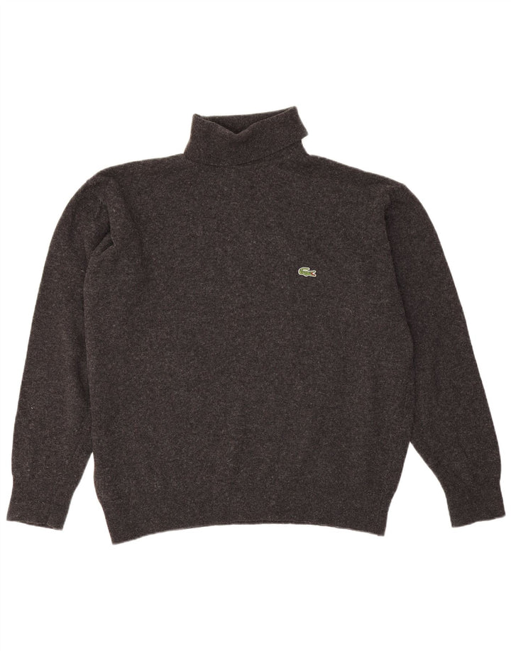Męski sweter Lacoste z wywijanym dekoltem, rozmiar 6 XL, szara wełna owcza