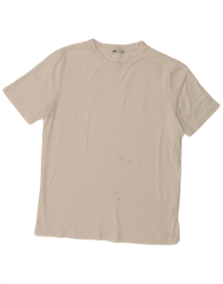 T-shirt męski Zara Top, średni, biały, bawełniany