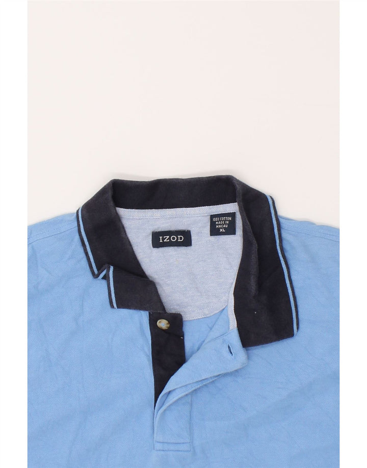 IZOD Mens Polo Shirt XL Blue Colourblock Cotton Vintage Izod and Second-Hand Izod from Messina Hembry 