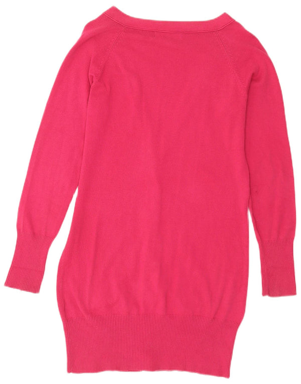Damski sweter o przedłużonym fasonie Zara UK 14, duży, różowy, bawełniany