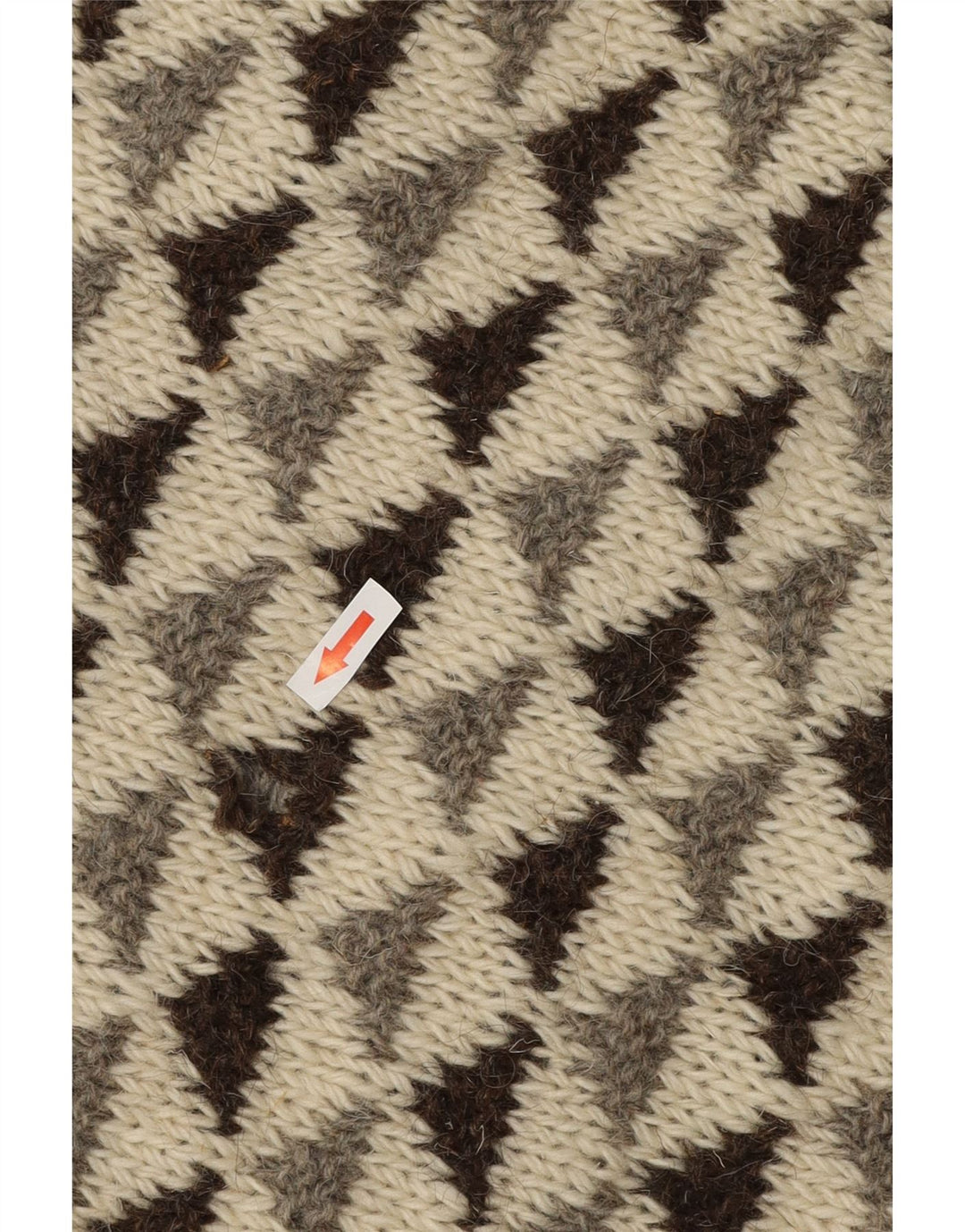 Vintage męski sweter z okrągłym dekoltem, średni, złamany biały geometryczny