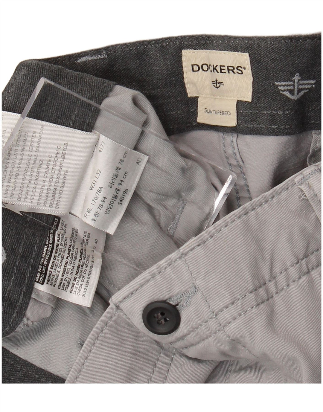 Dockers Męskie wąskie zwężane spodnie Chino W31 L32 Szara bawełna