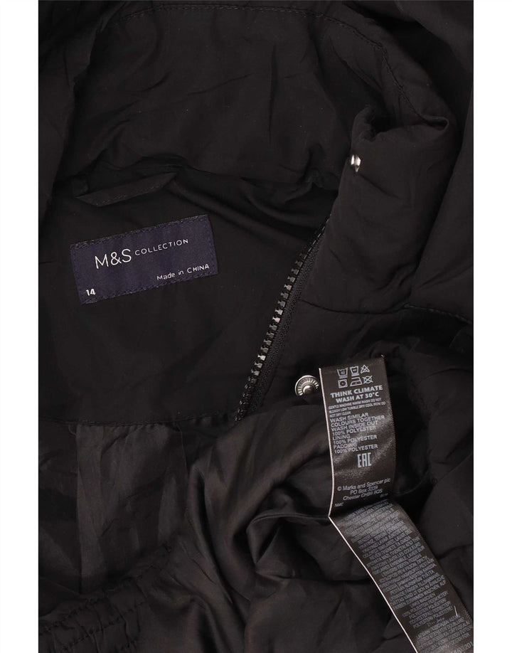 Marks & Spencer Damska kurtka z kapturem, oversize, wyściełana UK 14, duża, czarna