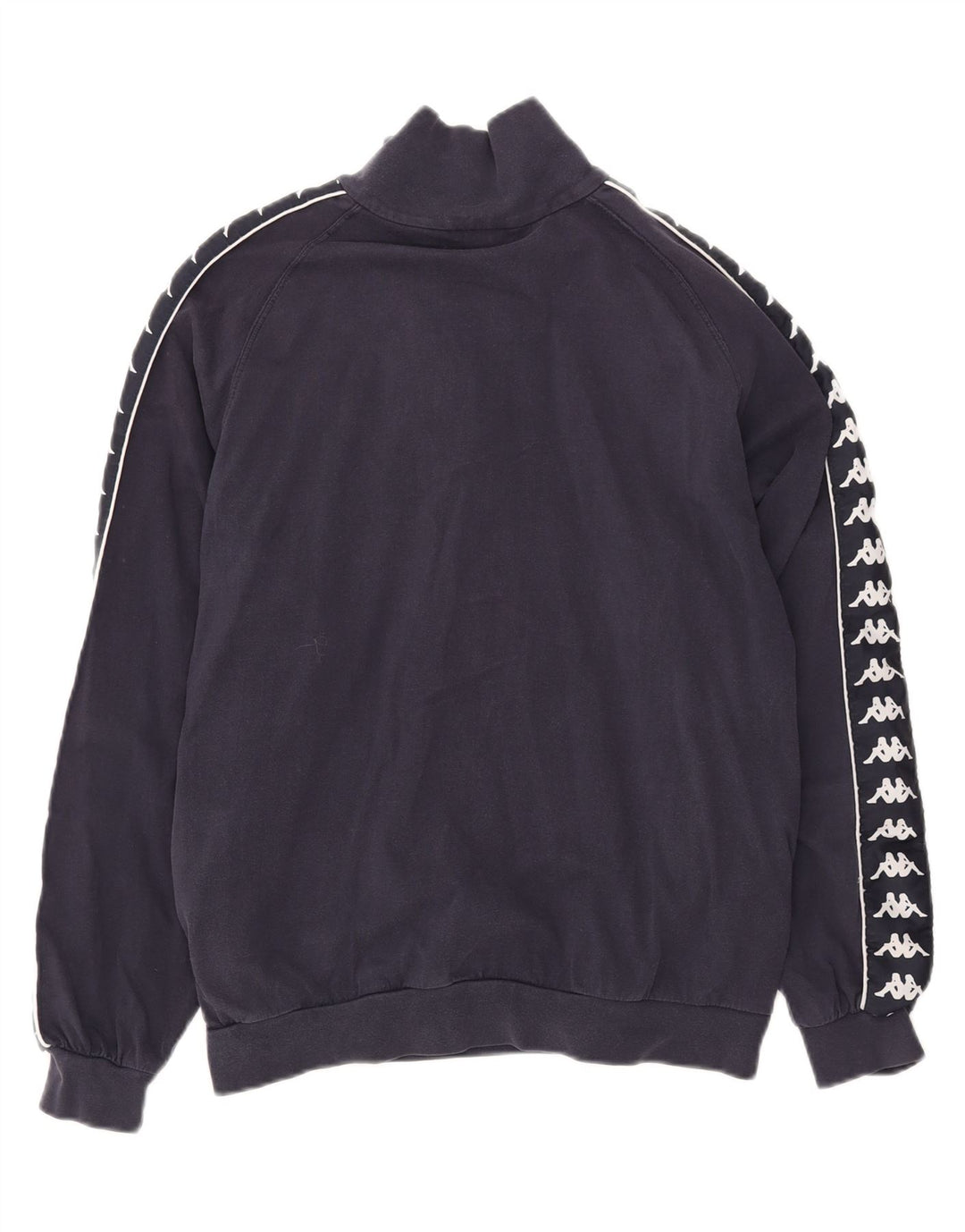 KAPPA Mens Graphic Zip Neck Sweatshirt Jumper Small Navy Blue Cotton Vintage Kappa and Second-Hand Kappa from Messina Hembry 