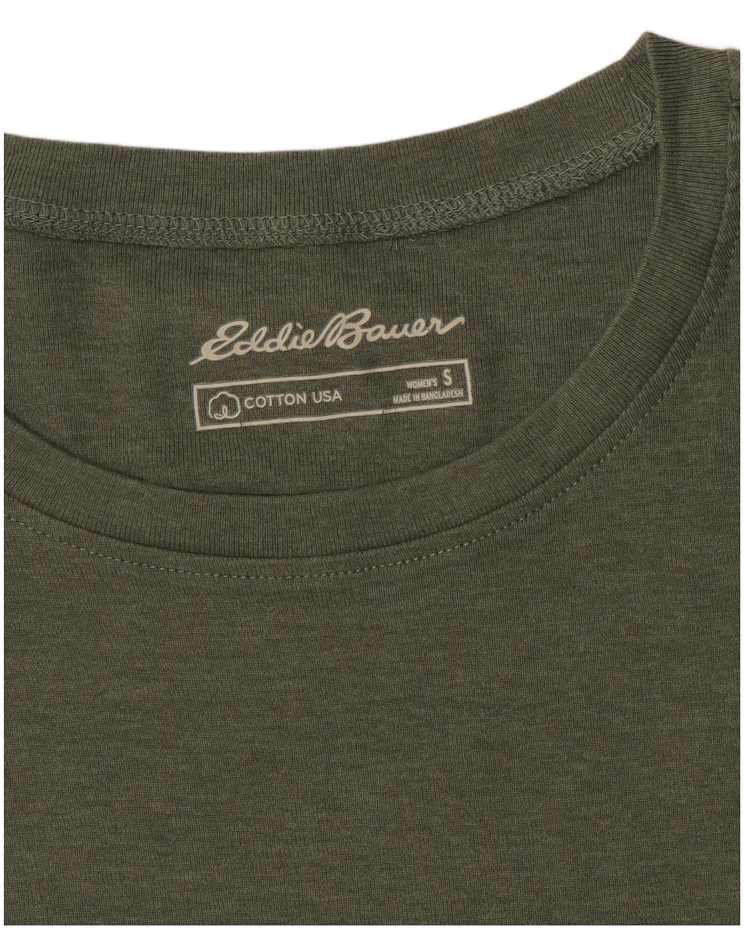 T-shirt damski EDDIE BAUER Top UK 10, mały, bawełniany khaki