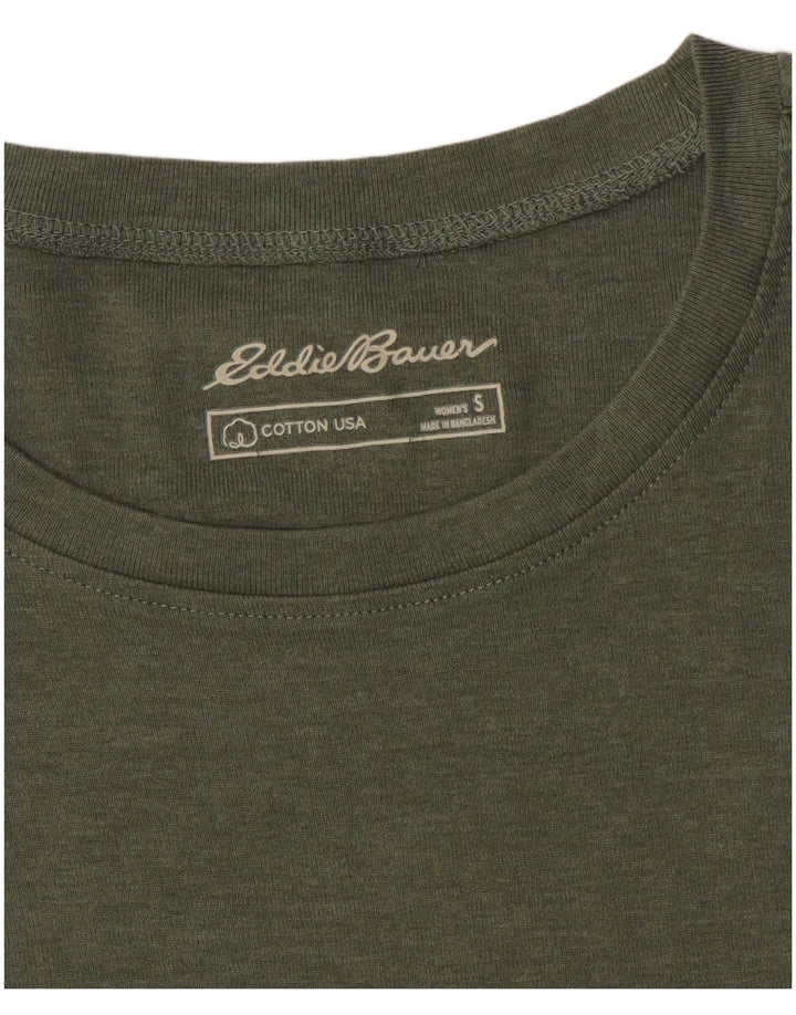 T-shirt damski EDDIE BAUER Top UK 10, mały, bawełniany khaki
