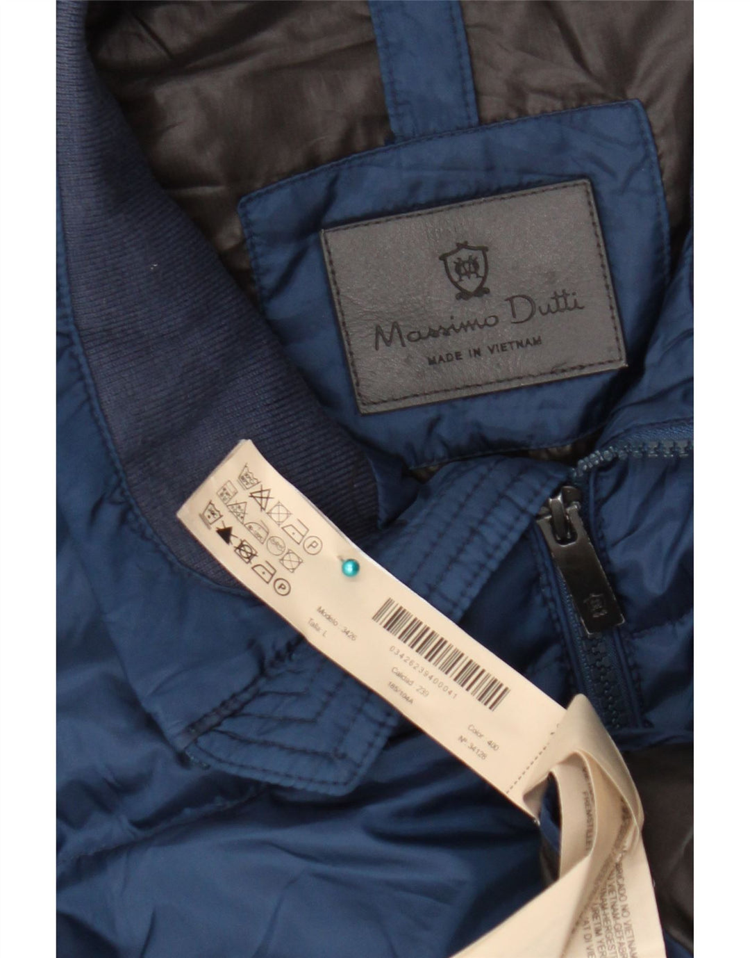 Męska ocieplana kurtka Massimo Dutti UK 40, duża, granatowa, poliestrowa
