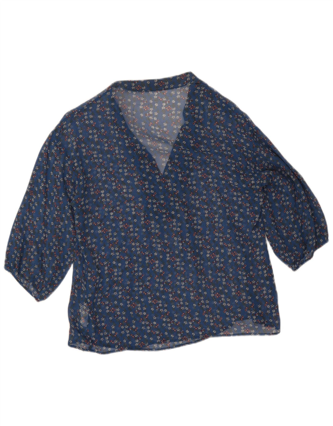 Damska bluzka z prześwitującym rękawem 3/4 Pinko UK 12 Średni niebieski w kwiaty