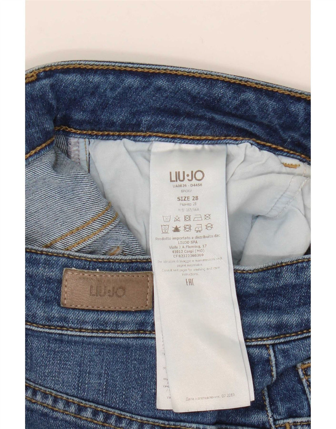 Liu Jo Damskie jeansy Crop Bootcut w trudnej sytuacji W28 L25 Niebieskie bawełniane