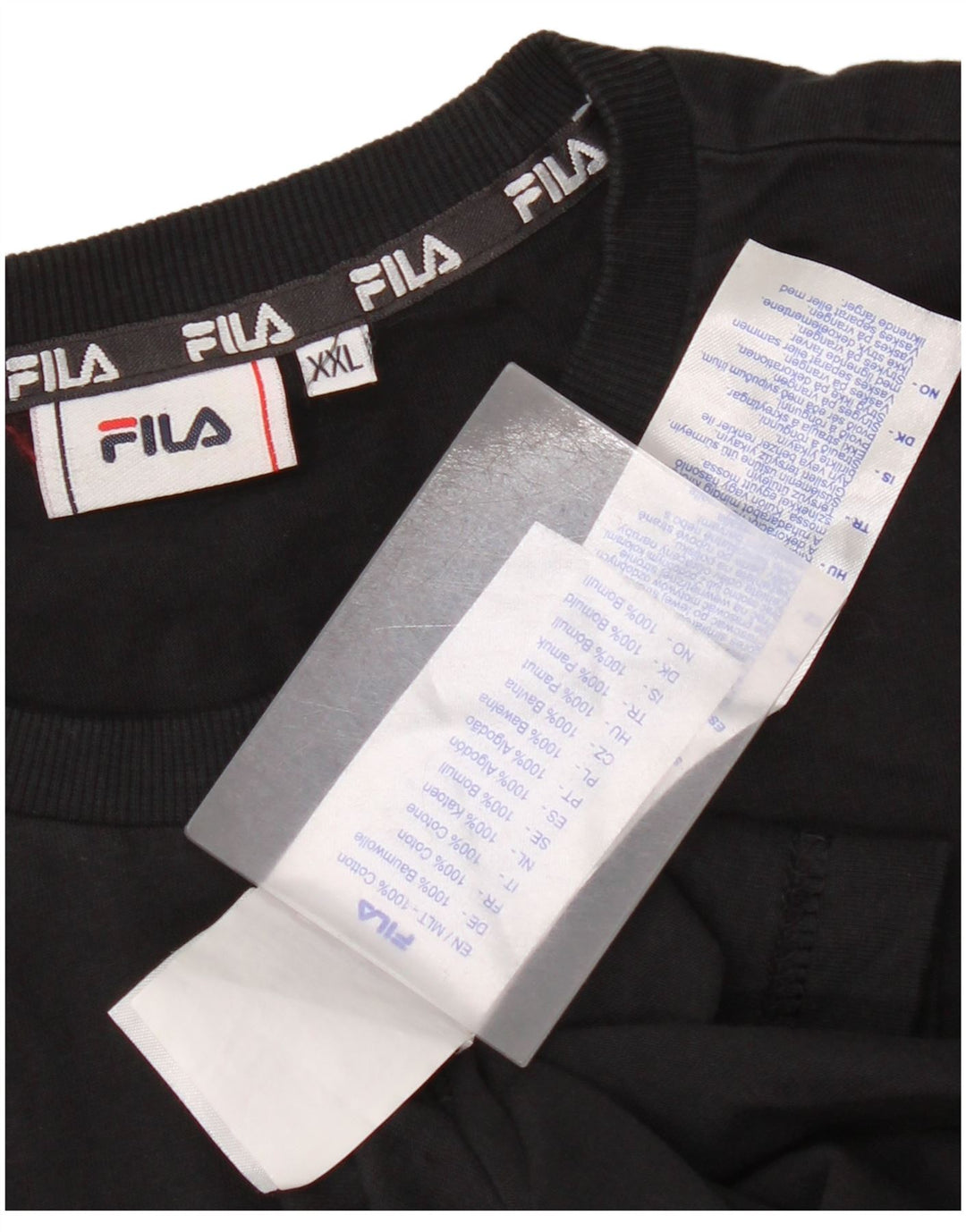 Męski T-shirt z grafiką Fila Top 2XL, czarna bawełna