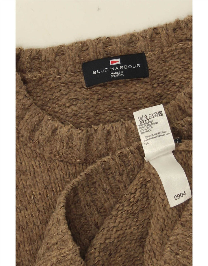 Marks & Spencer Męski sweter z okrągłym dekoltem w kolorze niebieskim, duży, brązowy