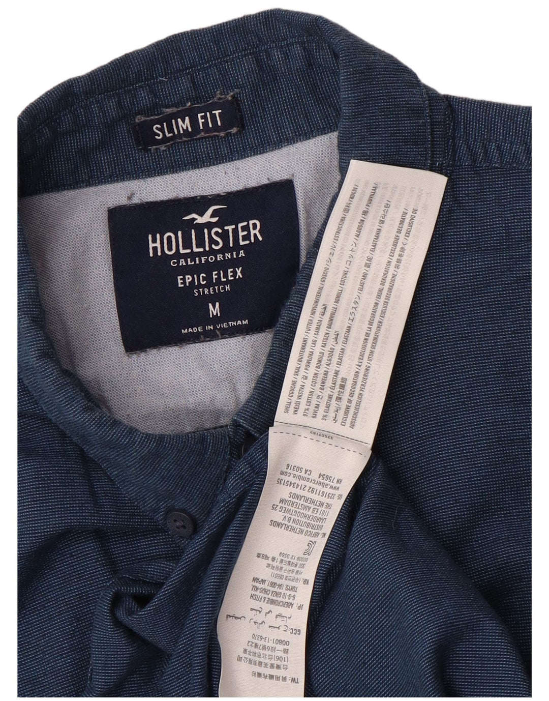Koszula męska Hollister Slim Fit, średnia, granatowa, bawełniana