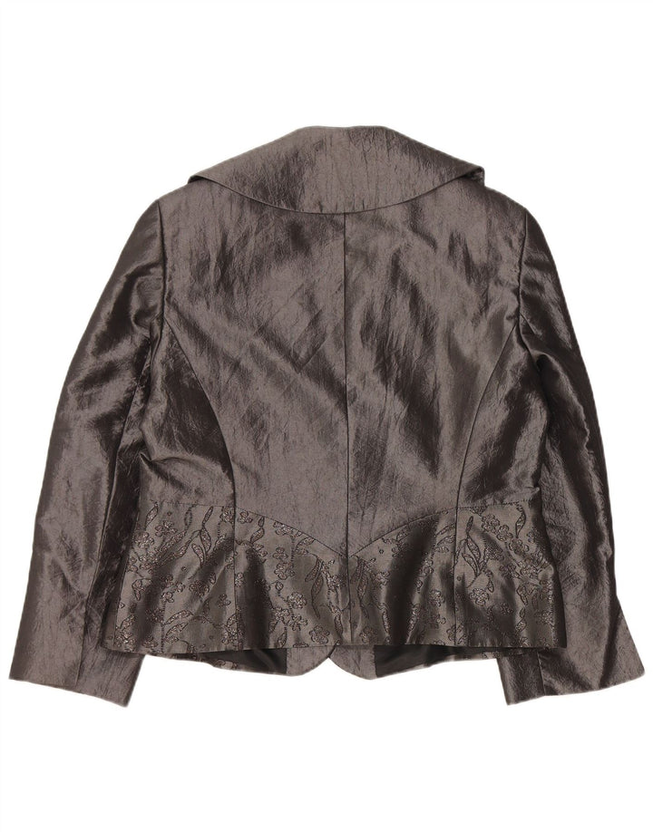 Top damski kardigan JOHN BENTLEY UK 14, duży, szary, w kwiaty, poliester