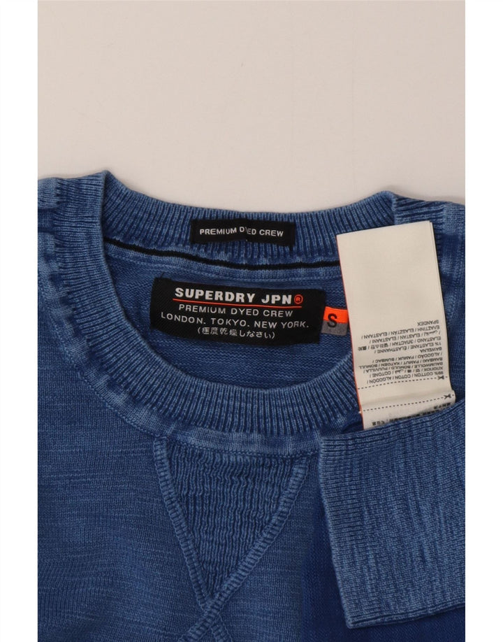 SUPERDRY Damski sweter z okrągłym dekoltem UK 10 Small, niebieski, bawełniany