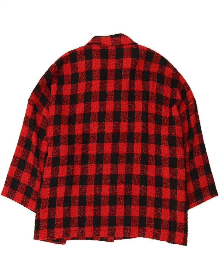 MARC ABBAS Womens 3/4 Sleeve Bomber Jacket One Size Red Gingham Polyester Vintage Marc Abbas and Second-Hand Marc Abbas from Messina Hembry 