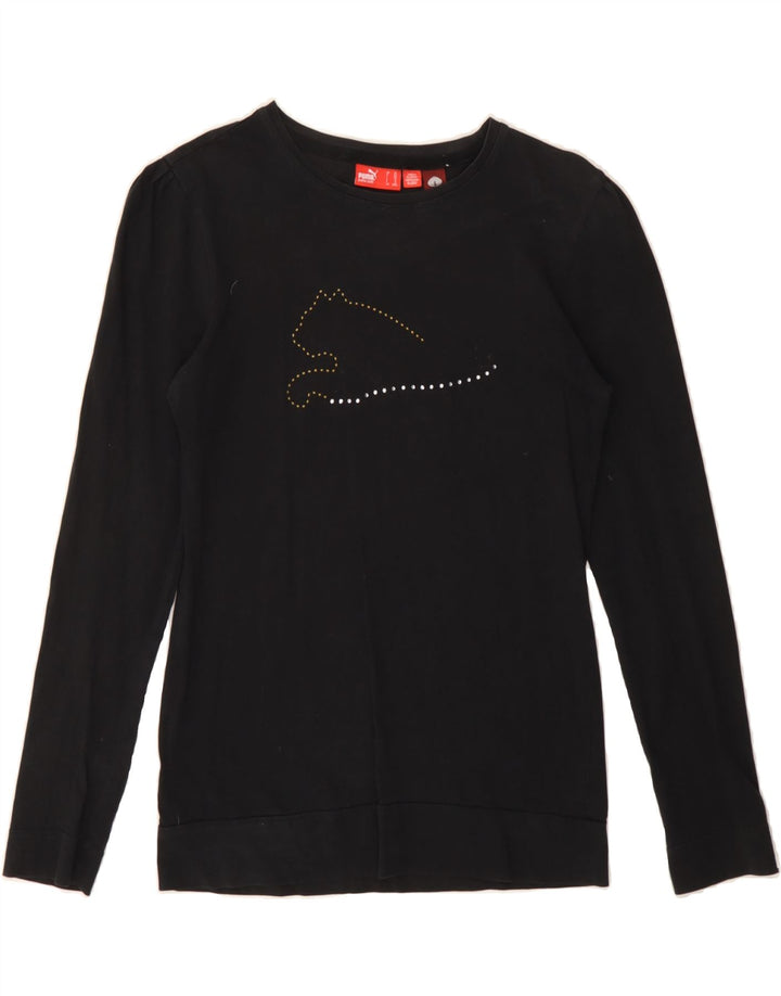 PUMA Girls Graphic Top Long Sleeve 13-14 Years Black Vintage Puma and Second-Hand Puma from Messina Hembry 