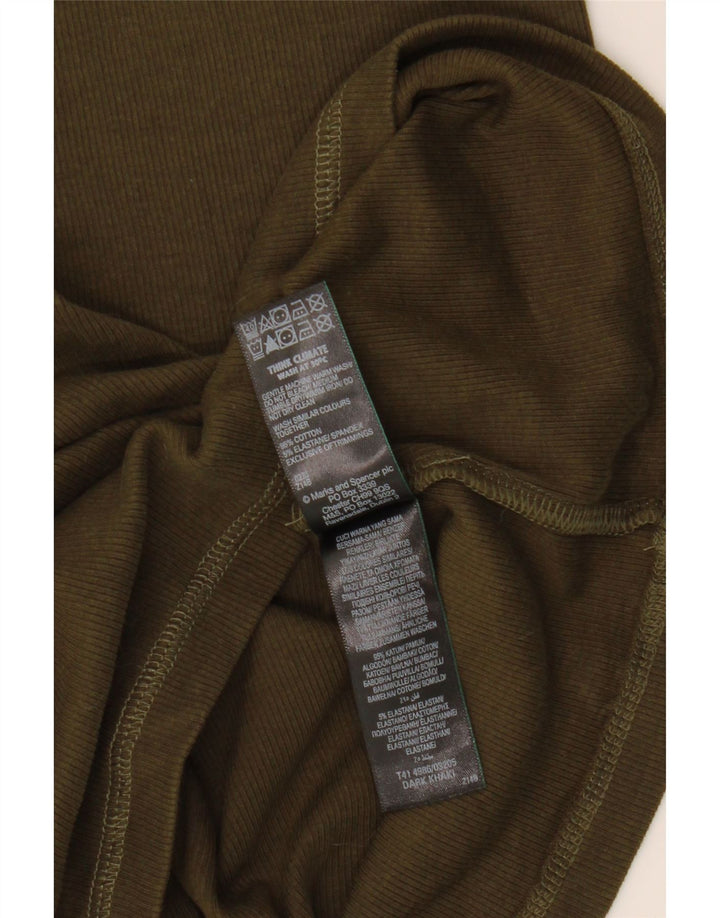 Marks & Spencer Damski top z długim rękawem, UK 14, duży, bawełniany khaki