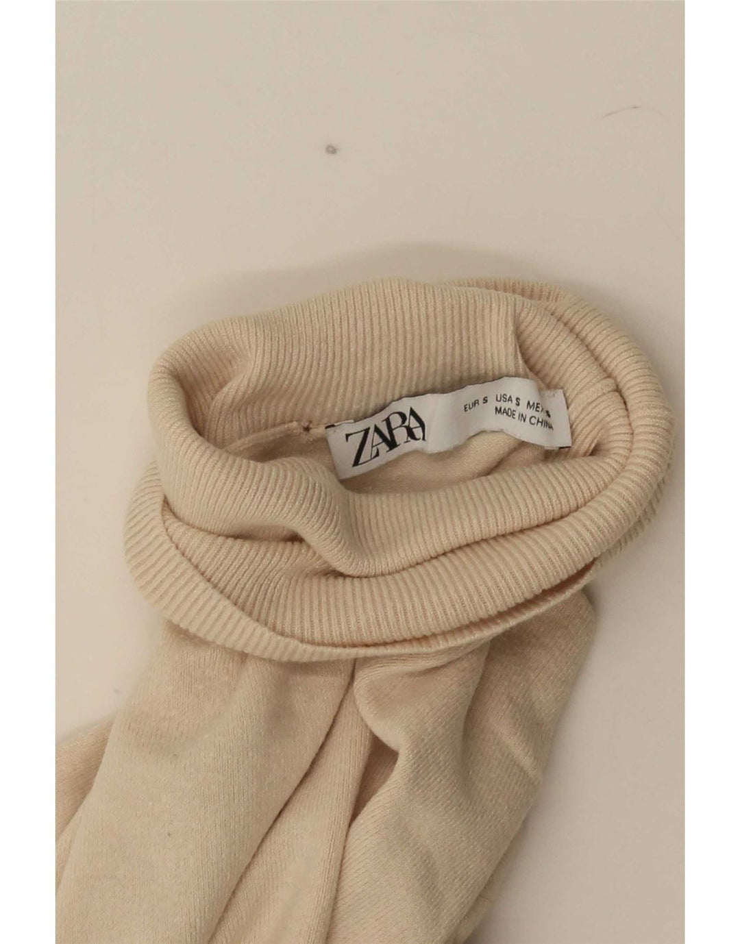 Sweter damski Zara z wywijanym dekoltem UK 10 Small Beige