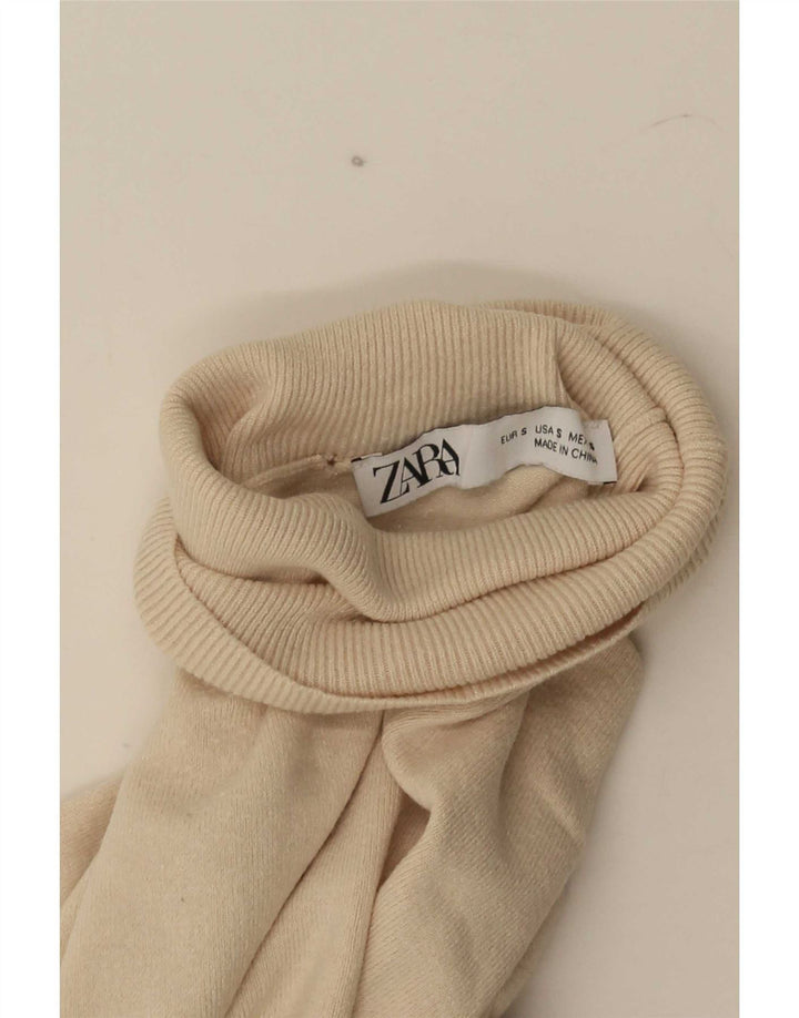Sweter damski Zara z wywijanym dekoltem UK 10 Small Beige