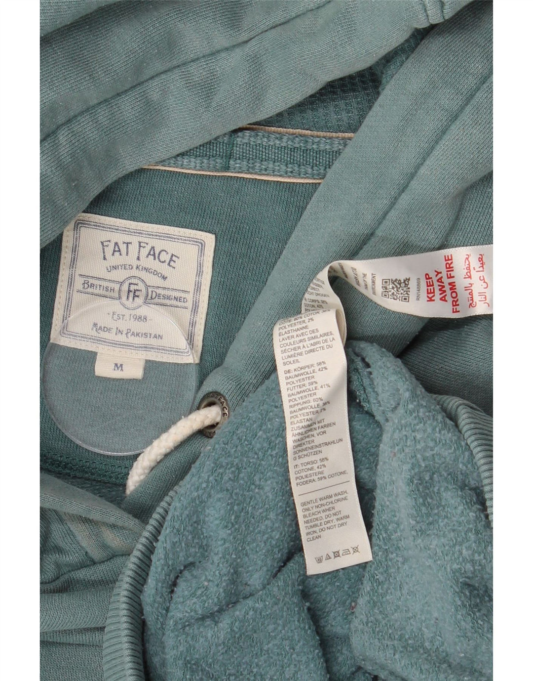 Damska bluza z kapturem Fat Face UK 14, średnia, zielona bawełna