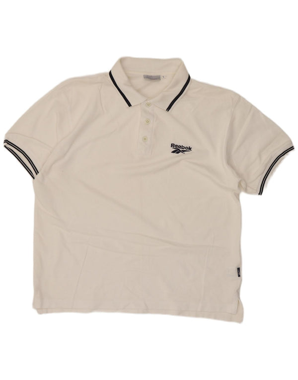 Męska koszulka polo Reebok, duża, biała, bawełniana