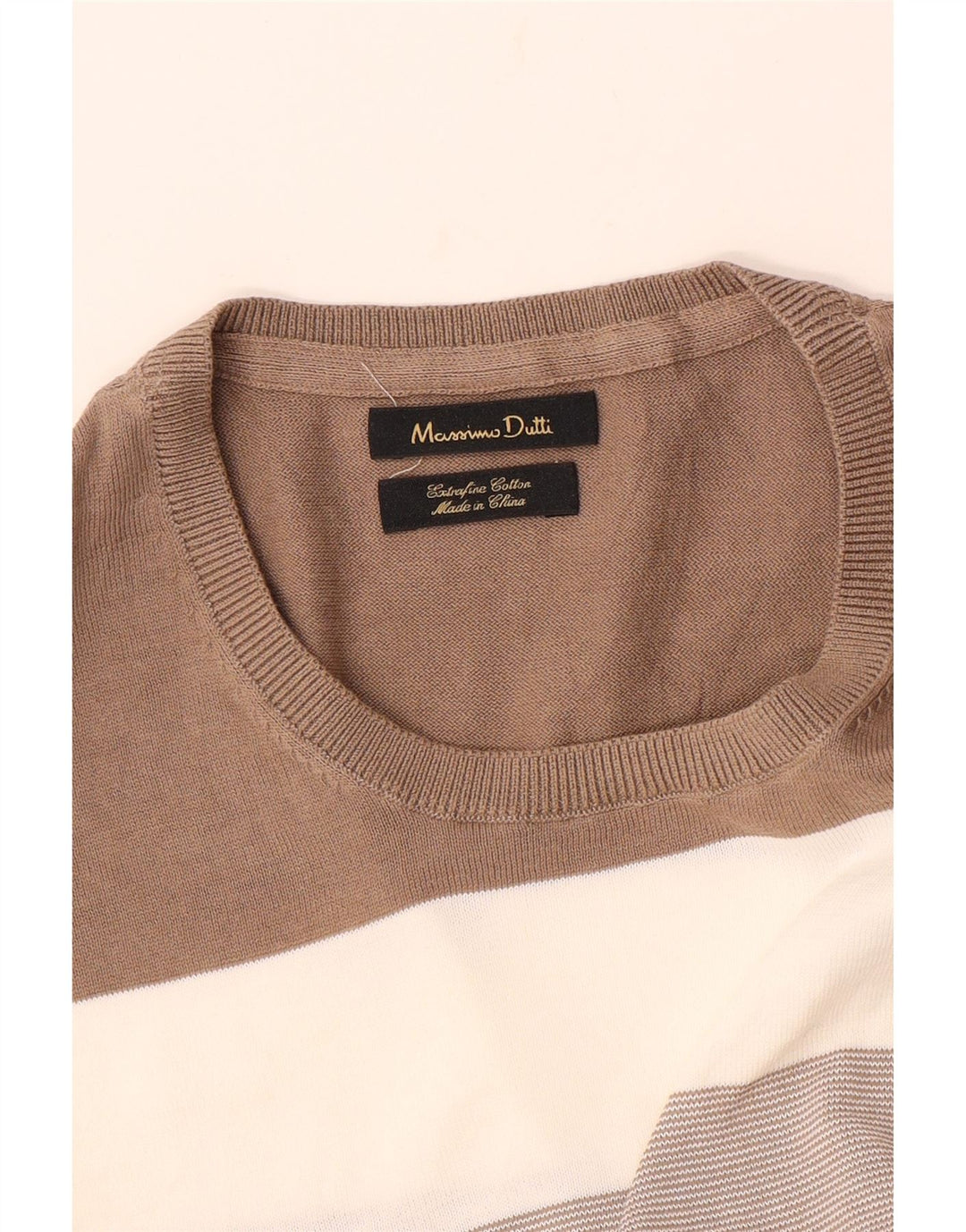 T-shirt męski MASSIMO DUTTI Top z dużej beżowej bawełny w paski