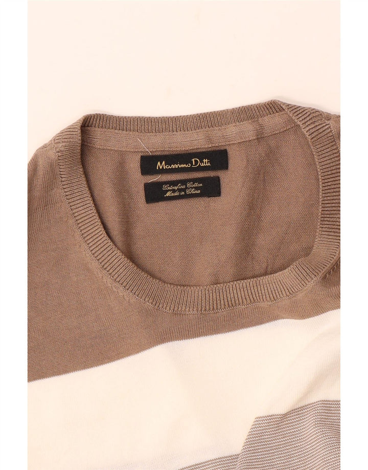 T-shirt męski MASSIMO DUTTI Top z dużej beżowej bawełny w paski