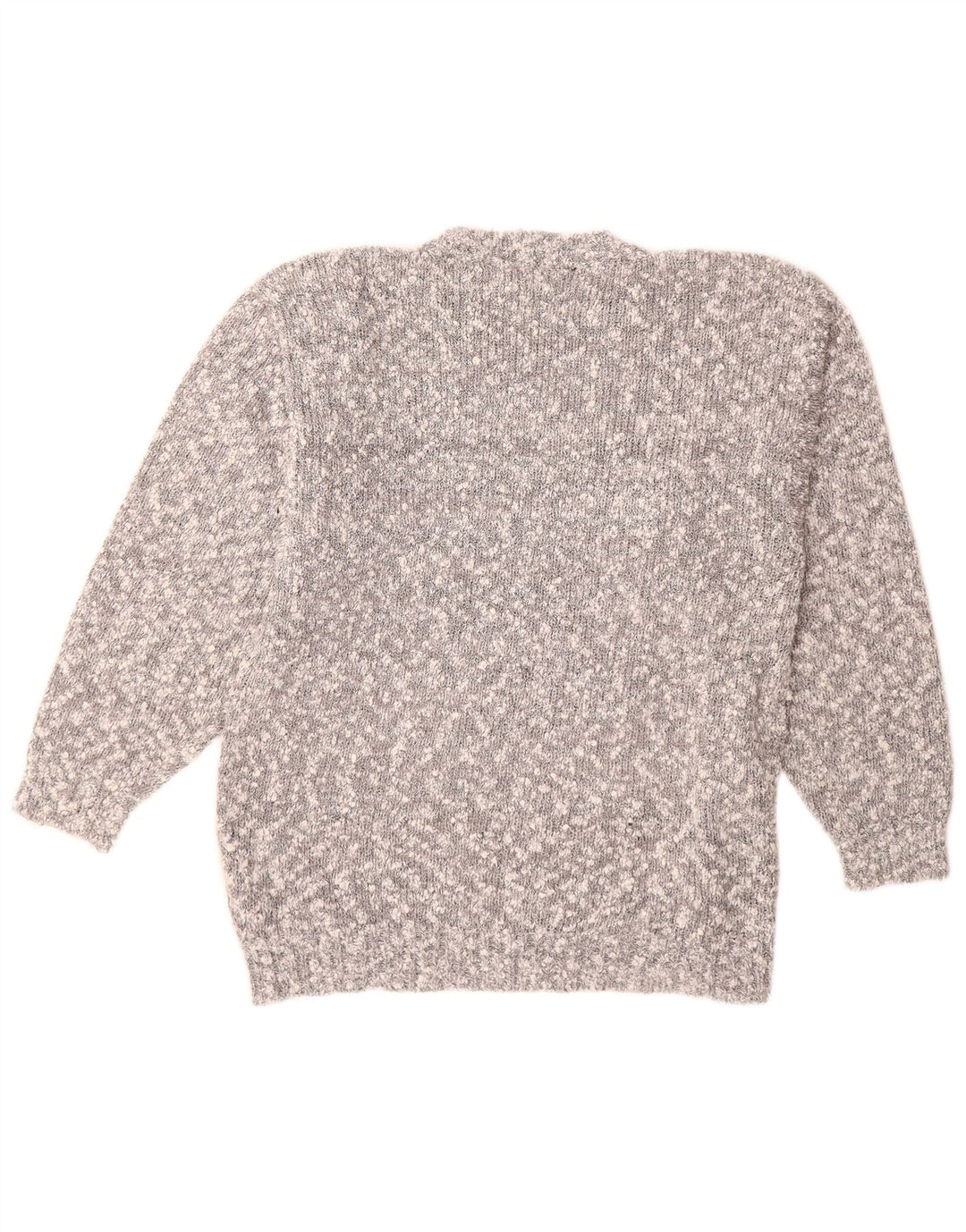 Damski sweter z okrągłym dekoltem w stylu VINTAGE UK 14, średnioszary, blok kolorów
