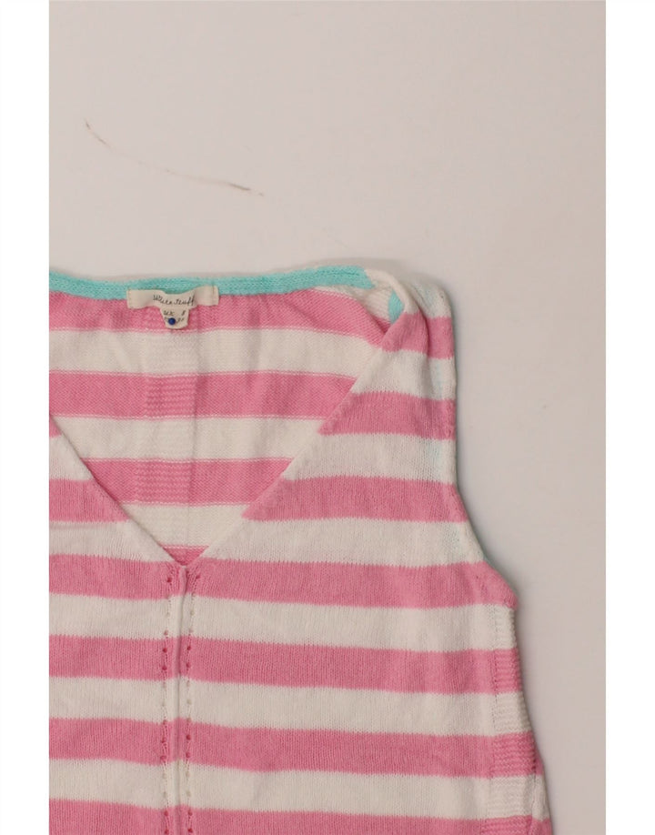 WHITE STUFF Womens Vest Tank Top UK 8 Small Pink Striped Cotton Vintage White Stuff and Second-Hand White Stuff from Messina Hembry 