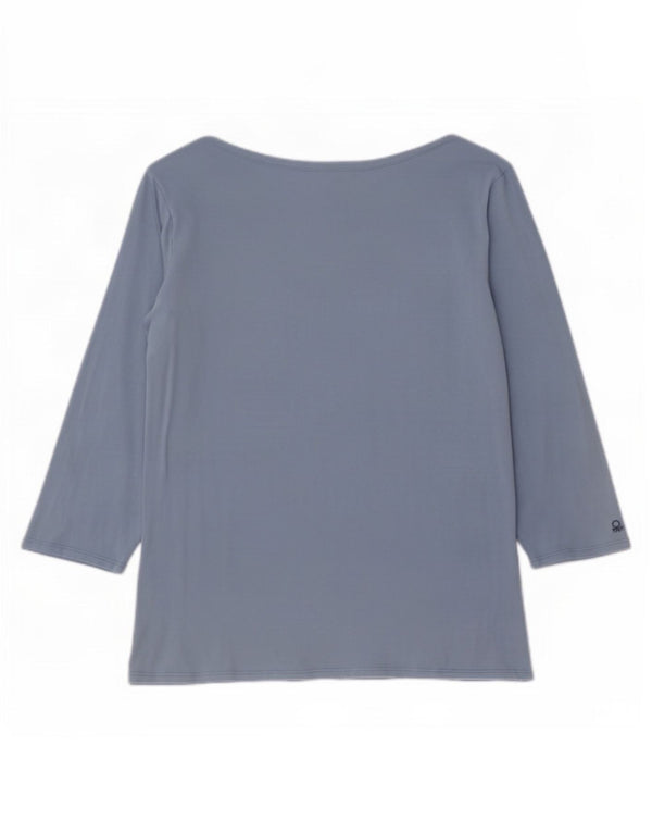 Top damski Benetton z rękawem 3/4, UK 14, duży, niebieski, bawełniany