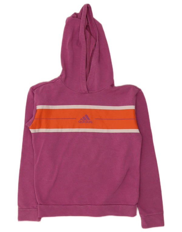 Adidas Dziewczęca bluza z kapturem o regularnym kroju 11-12 lat Różowa bawełna z blokami kolorów