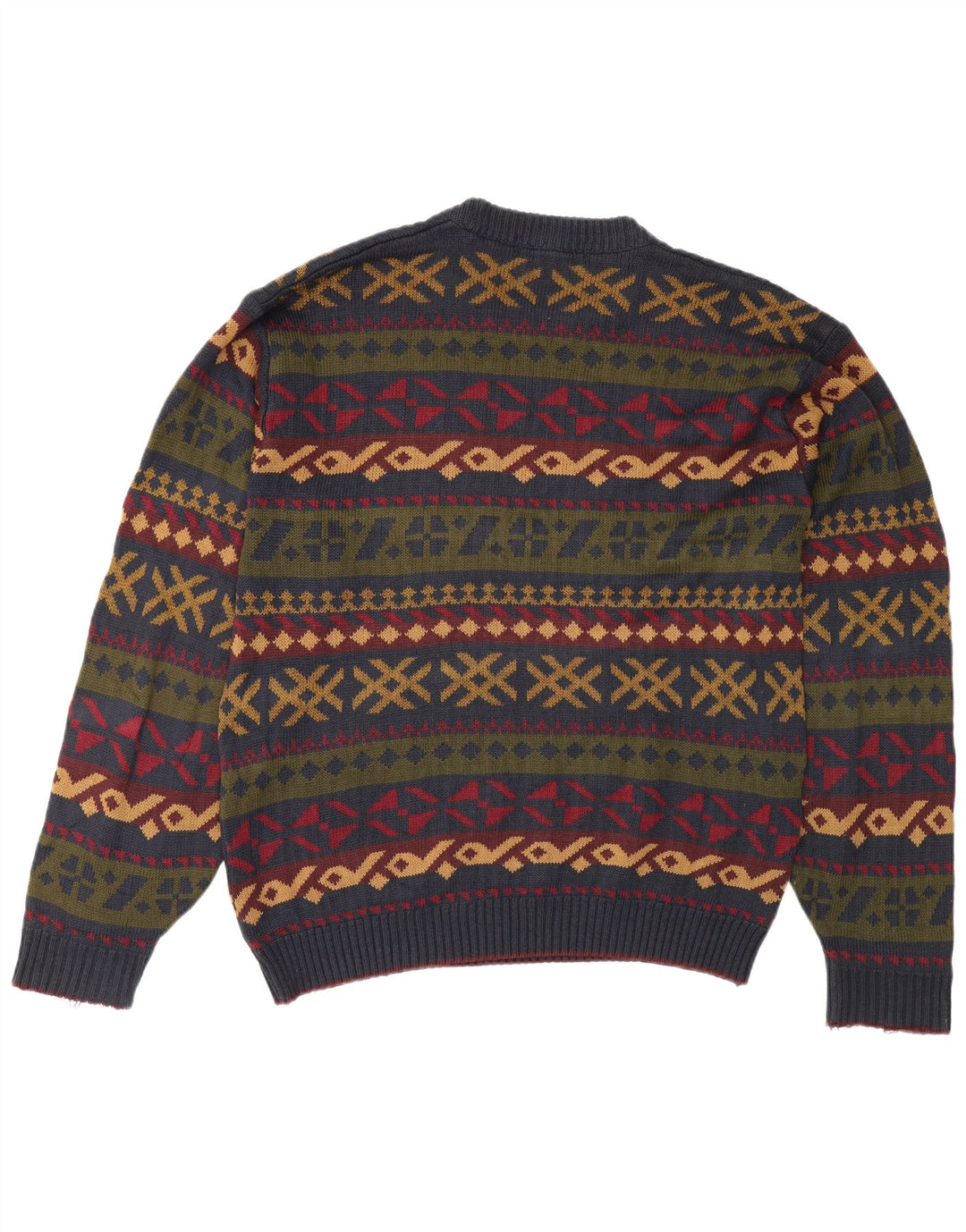 Marks & Spencer Męski sweter z okrągłym dekoltem, duży, wielokolorowy, geometryczny