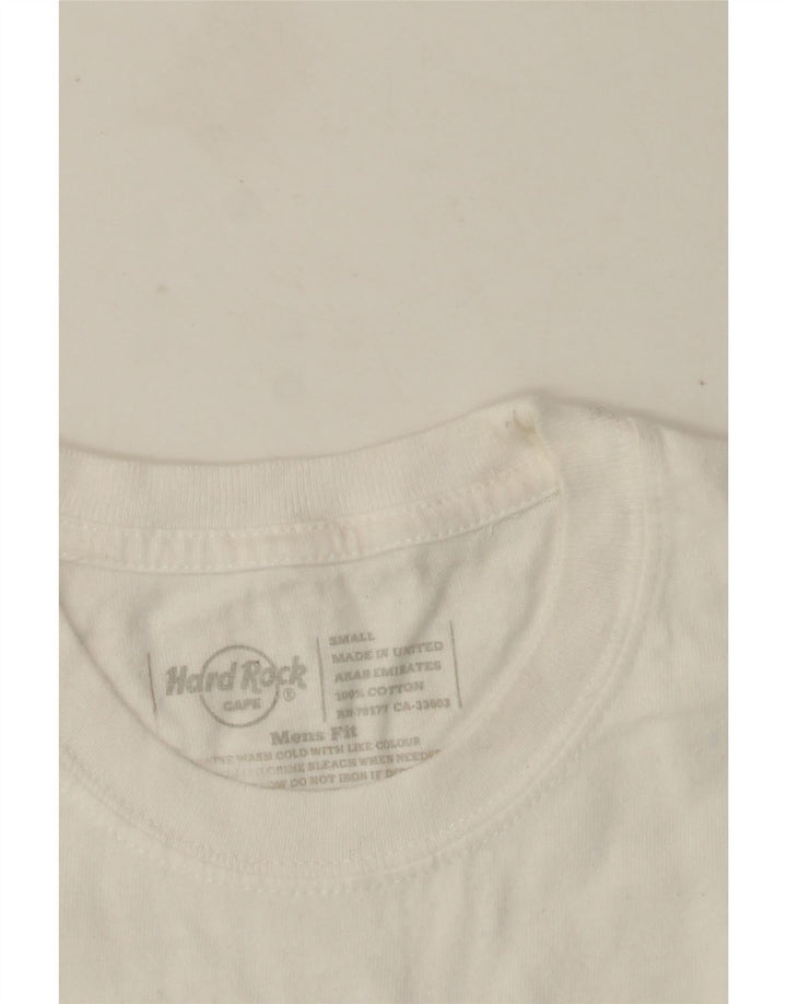 Hard Rock Cafe Męski T-shirt z ładną grafiką, mały, biały, bawełniany