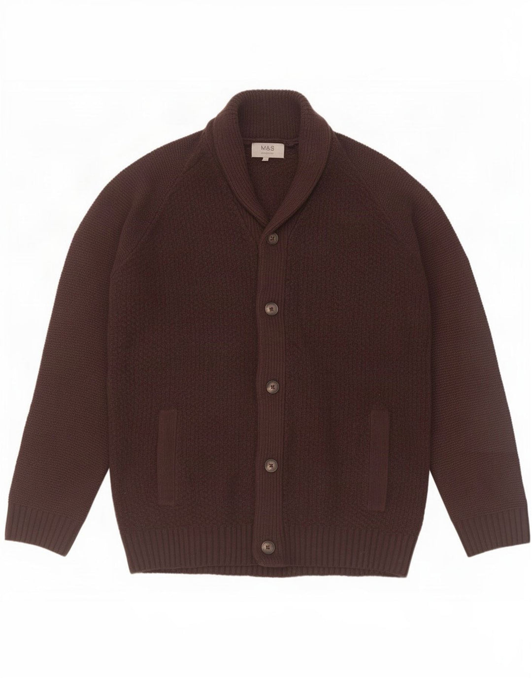Marks & Spencer Męski sweter rozpinany, duży, brązowy, akrylowy
