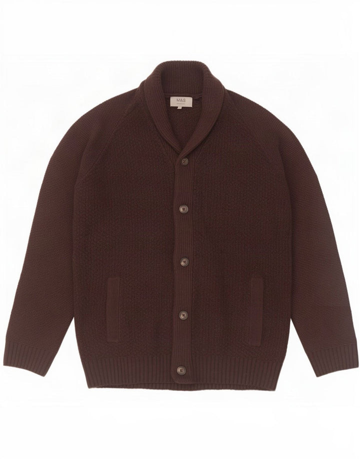 Marks & Spencer Męski sweter rozpinany, duży, brązowy, akrylowy