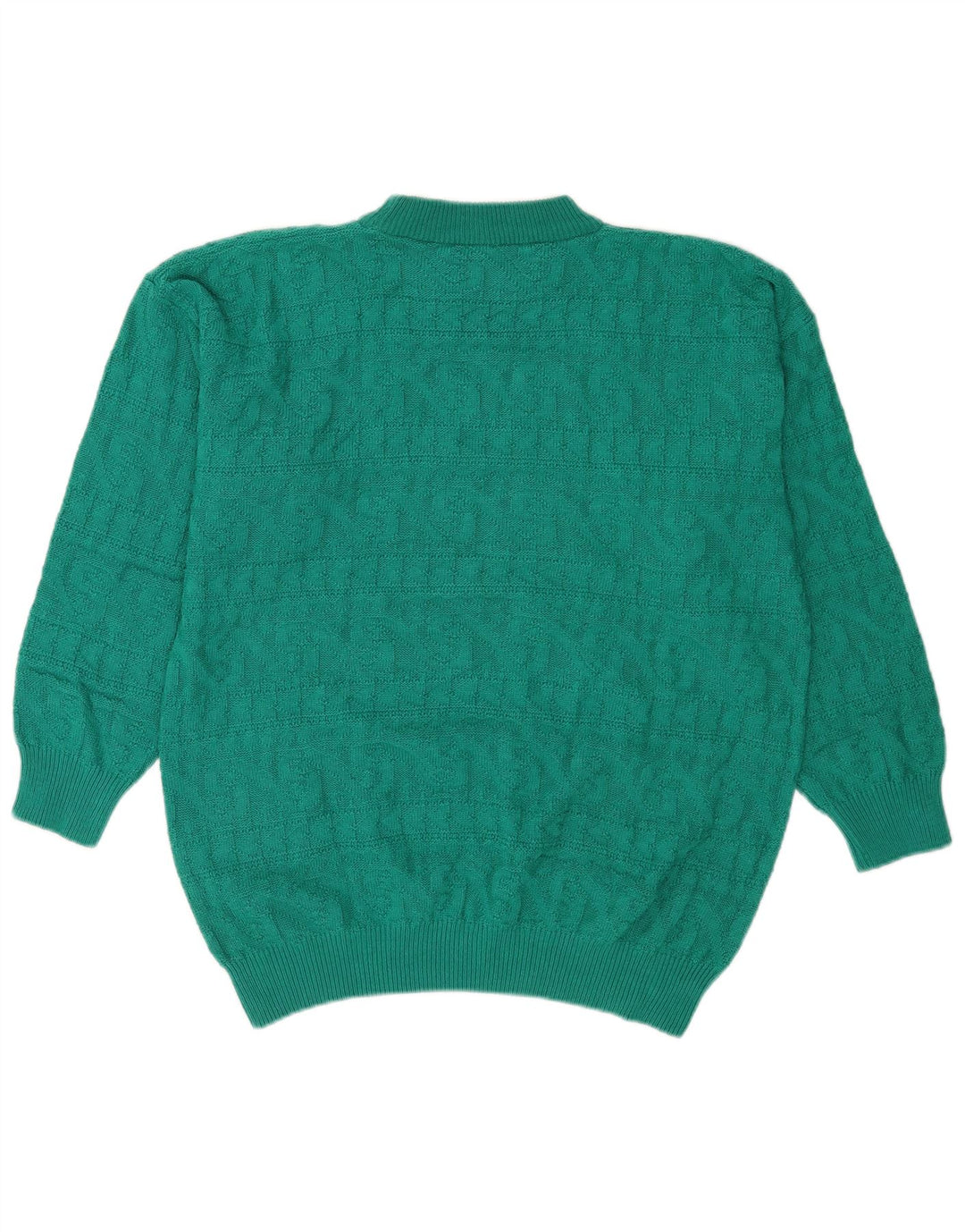 Sweter damski w stylu vintage z golfem UK 14 Średni zielony geometryczny