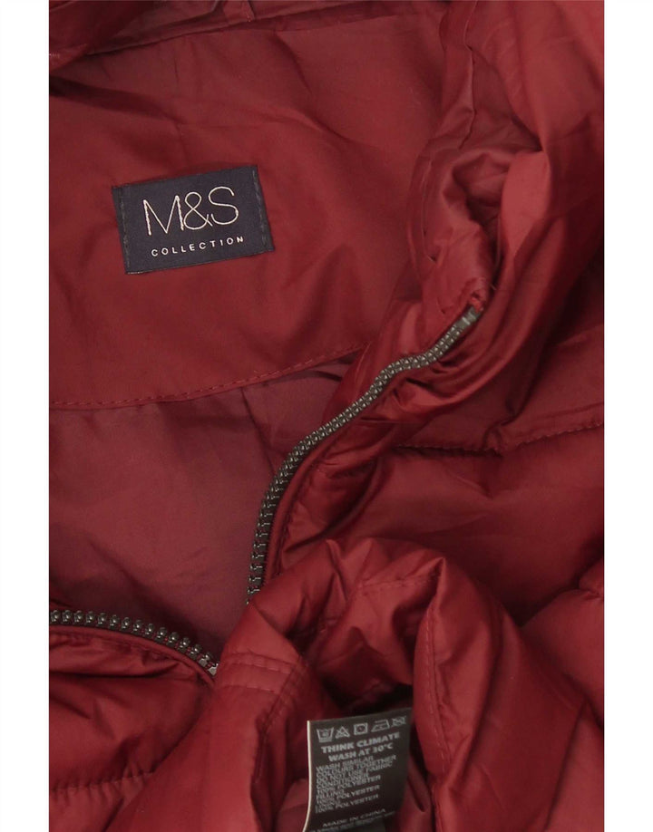 Damska ocieplana kurtka z kapturem Marks & Spencer UK 12, średni bordowy poliester
