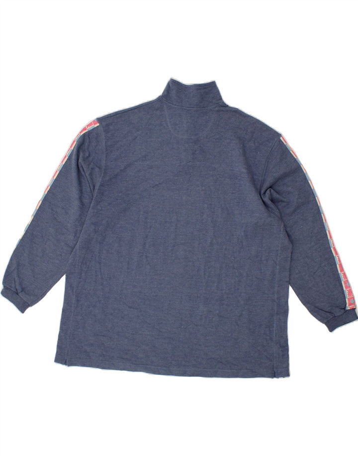 DIADORA Womens Button Neck Sweatshirt Jumper UK 16 Large Blue Colourblock Vintage Diadora and Second-Hand Diadora from Messina Hembry 