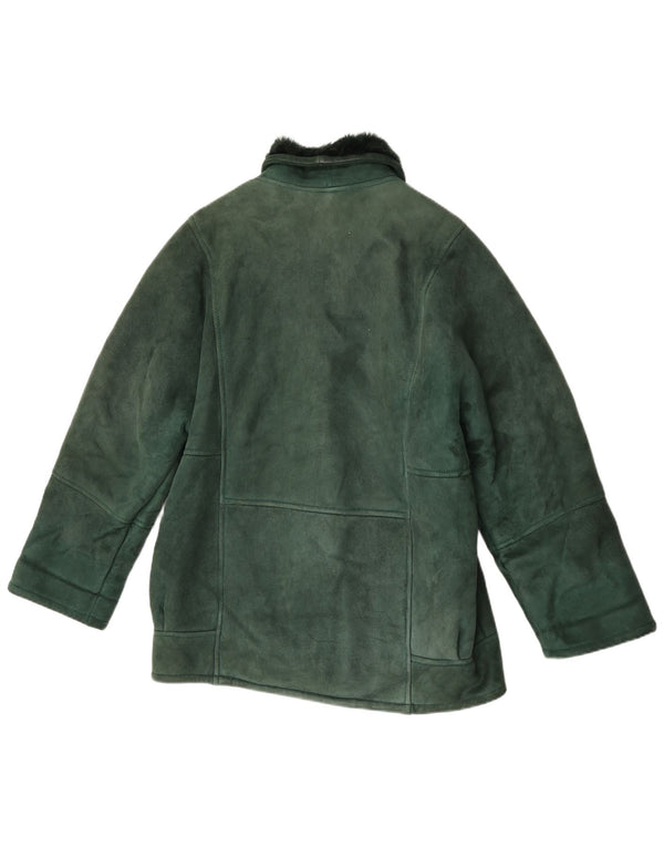 Vintage Womens Loose Fit Shearling Jacket IT 46 Large Green Shearling