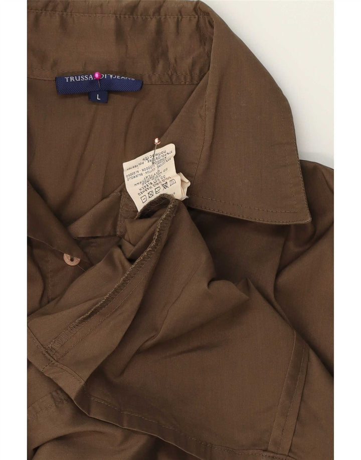 Koszula damska Trussardi Jeans, duża, brązowa, bawełniana