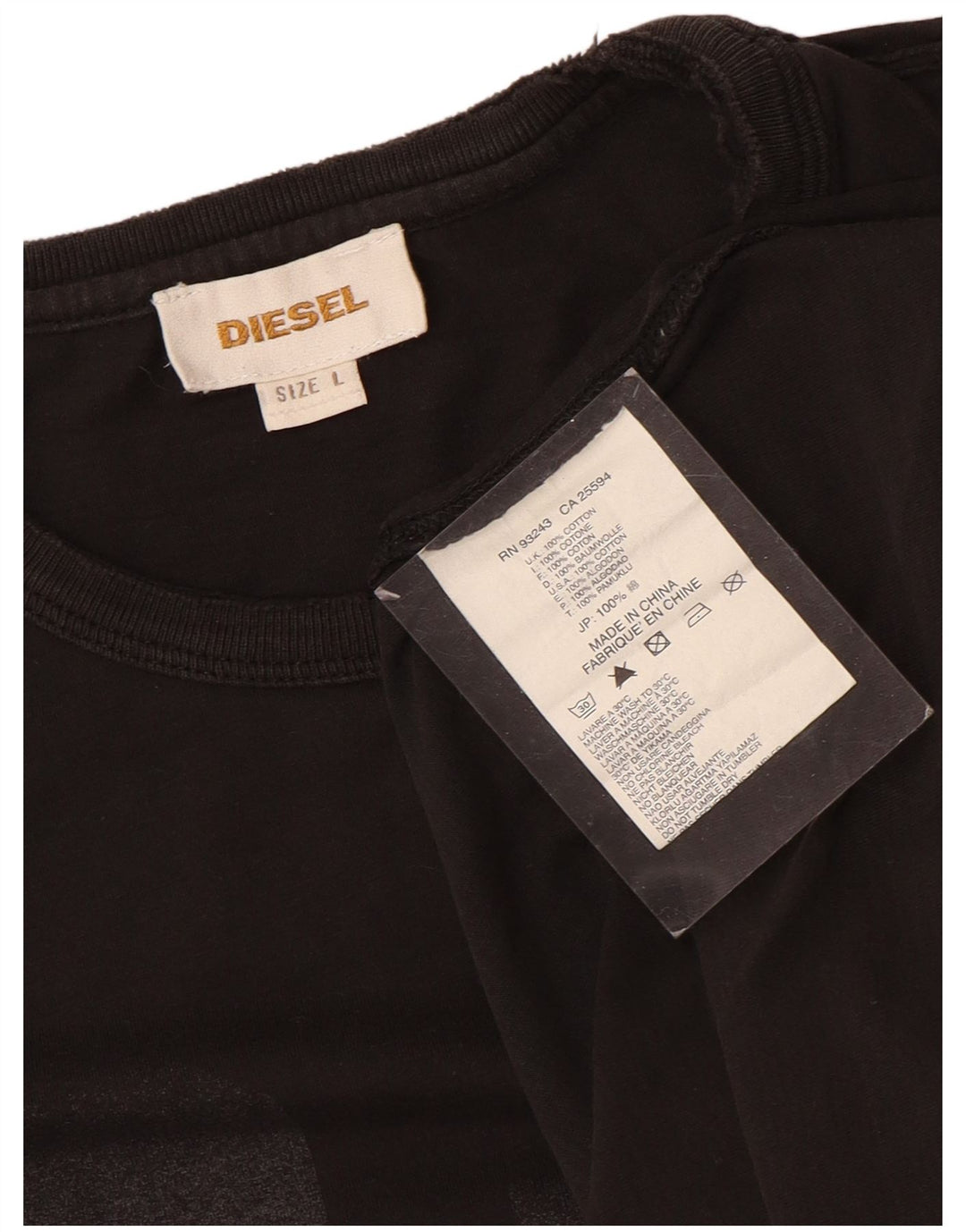 Męska koszulka z grafiką Diesel, duża, czarna, bawełniana