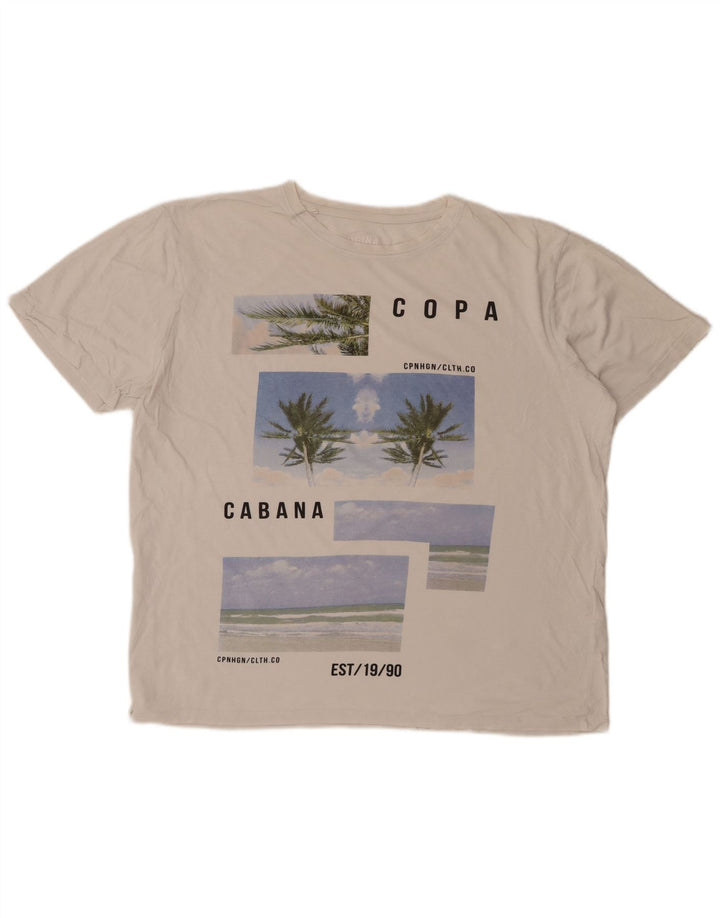 Męska koszulka z grafiką JACK & JONES, rozmiar XL, biała, bawełniana