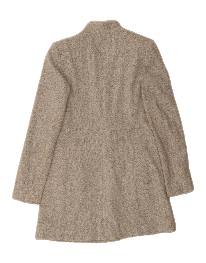 ZARA Womens Overcoat UK 10 Small Grey Herringbone Vintage Zara and Second-Hand Zara from Messina Hembry 