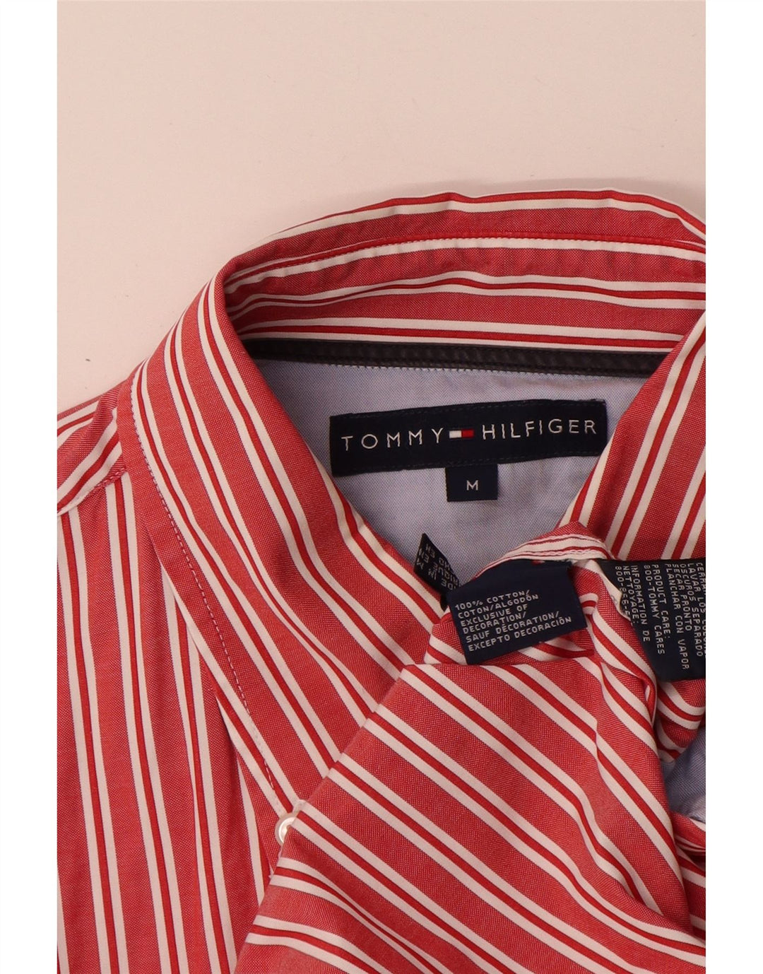 Koszula męska Tommy Hilfiger, bawełniana w średnie czerwone paski